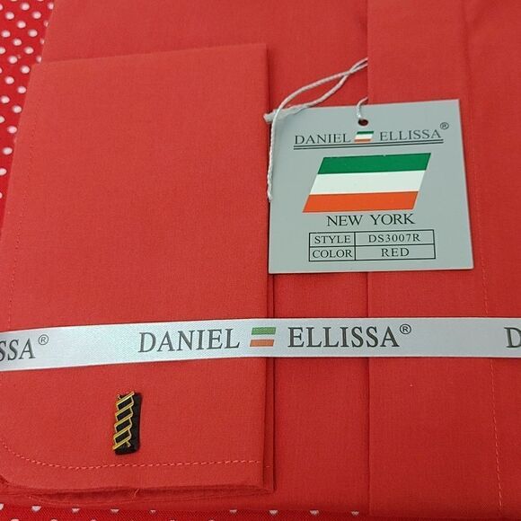 DANIEL ELLISSA RED CLERGY SHIRT, WHITE TAB, WITH FRENCH CUFFS. - Picture 4 of 4